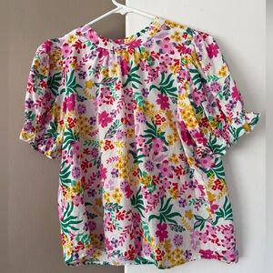 colorful THML small, top , smocked sleeves